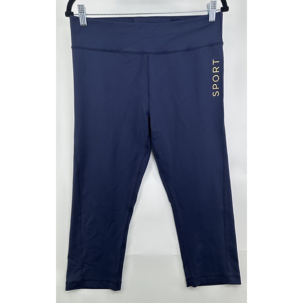 Tommy Hilfiger Sport Yoga Active Athletic Pants Leggings‎ XL Blue Crop Logo